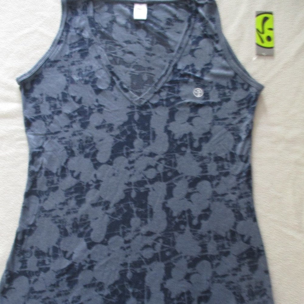 Zumba Women Top XL Gray Semi Sheer Sleeveless